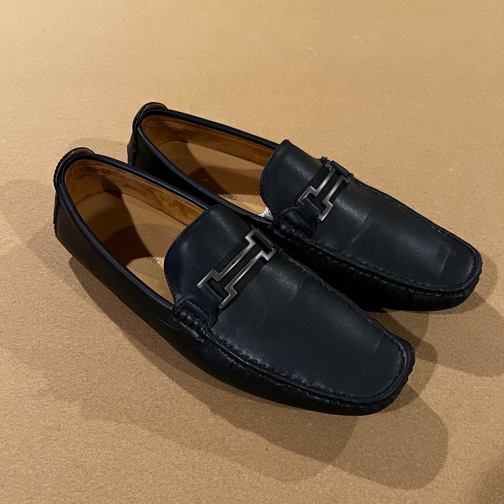Bruno Marc - black leather loafers, Size 14